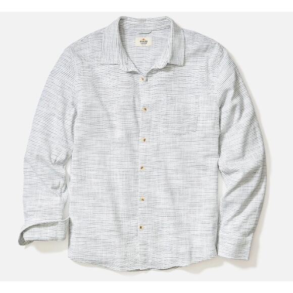 Marine Layer Button Down Shirt White Black Stripe Sz XL 100% Cotton Coastal - Picture 1 of 8